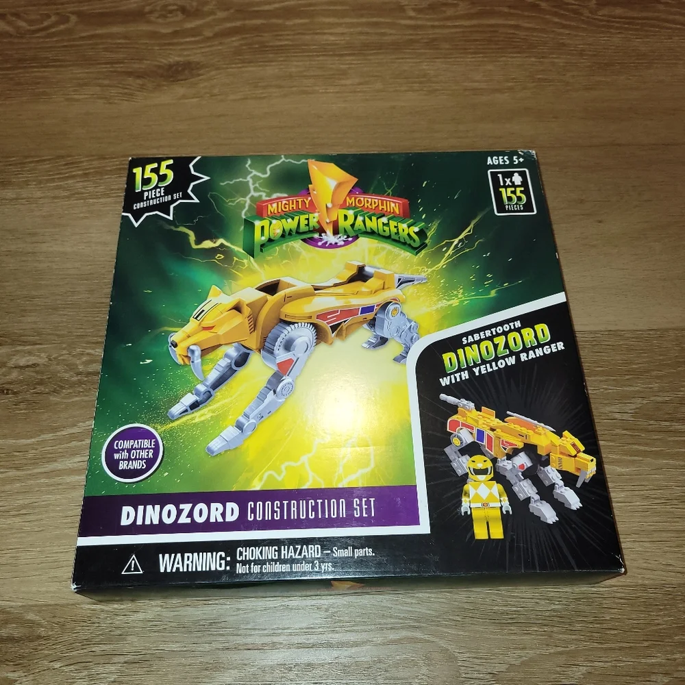 Power Rangers Sabertooth Dinozord Construction Set Yellow Ranger New